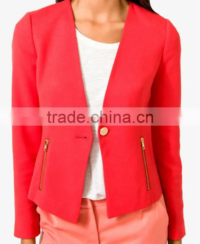 Collarless Knit Blazer
