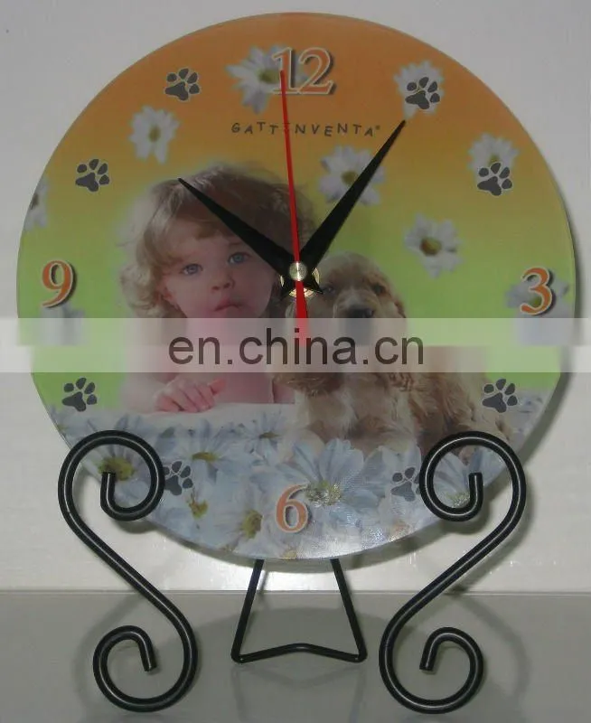 sublimation blank tempered glass clock on wall or desk