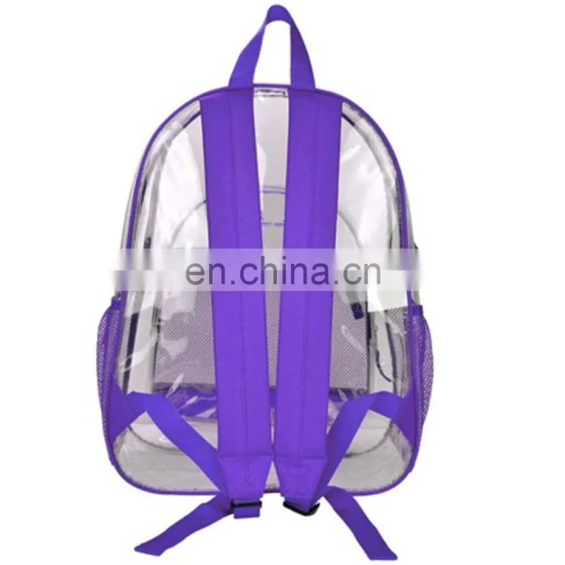 Clear Transparent Color Trim Kids PVC School Book Bag