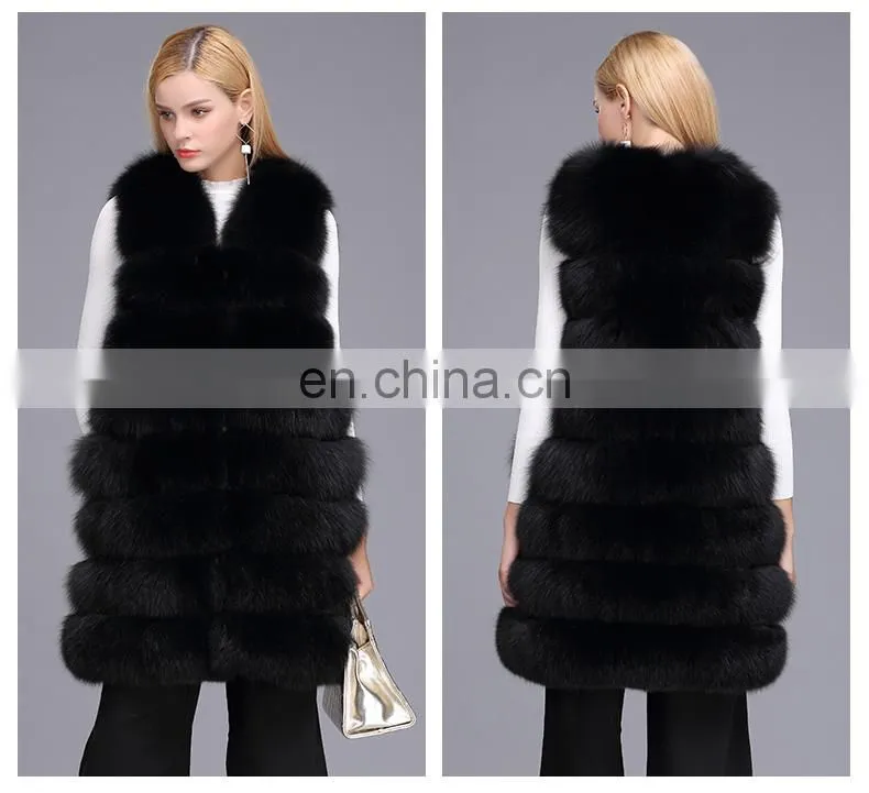 Ladies Wholesale Women Real Fox Fur Sleeveless Long Vest