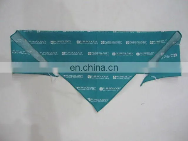 Custom made logo printing blue cotton triangular bandana cheap cotton words triangle scarf cotton dog bandana pet scarf