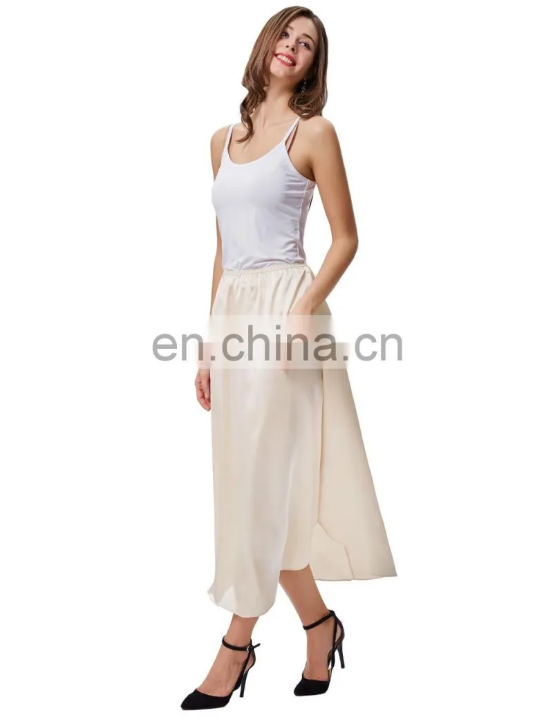 Kate Kasin Women's 35" Comfortable Champagne Satin Waist Slip Half Slip Undergarment KK000264-2