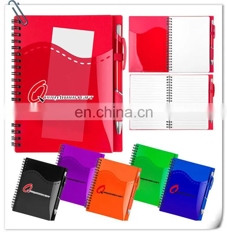 stitch spiral notebook set with pen and wraparound front pockets