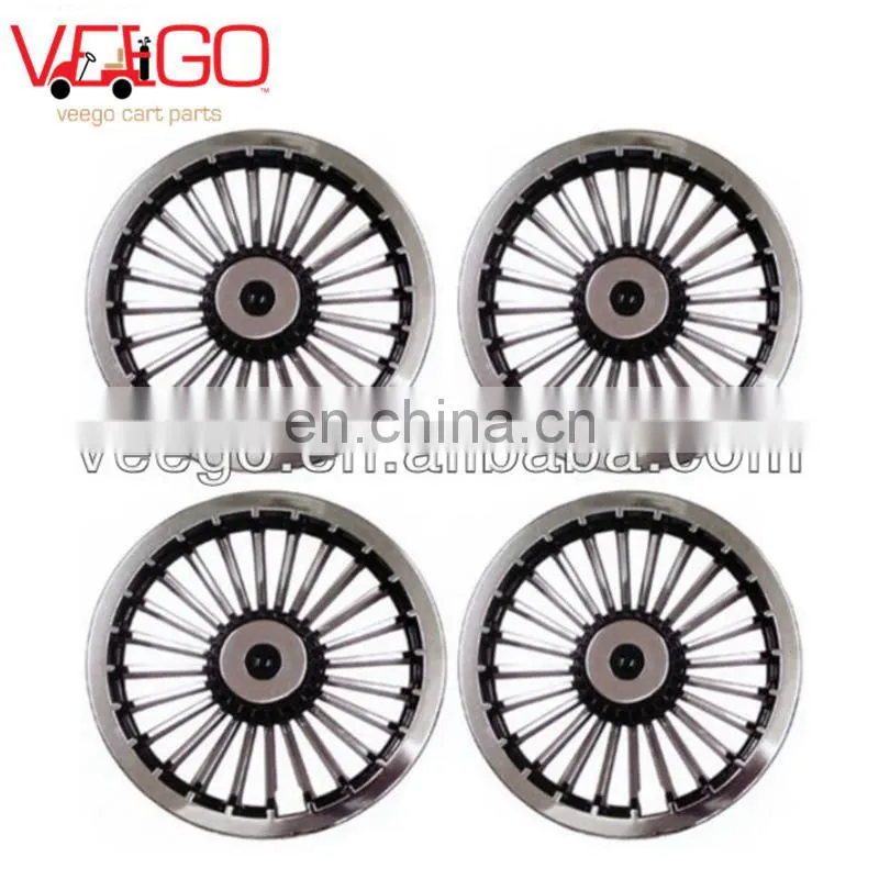 Set of 4 205/50-10 Street/Turf Golf Cart Tires w/ Machined/Black Wheels