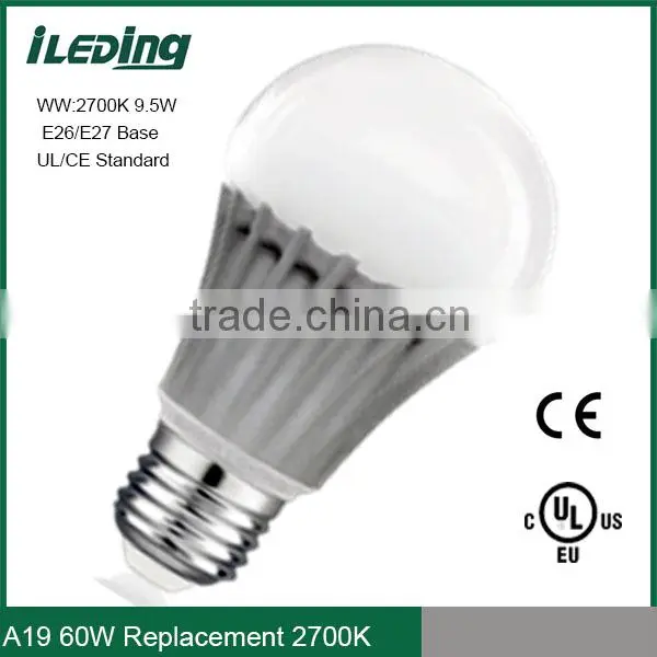 60 watts replacement 9.5W energy saving 2700k dimmable COB A19 LED bulb