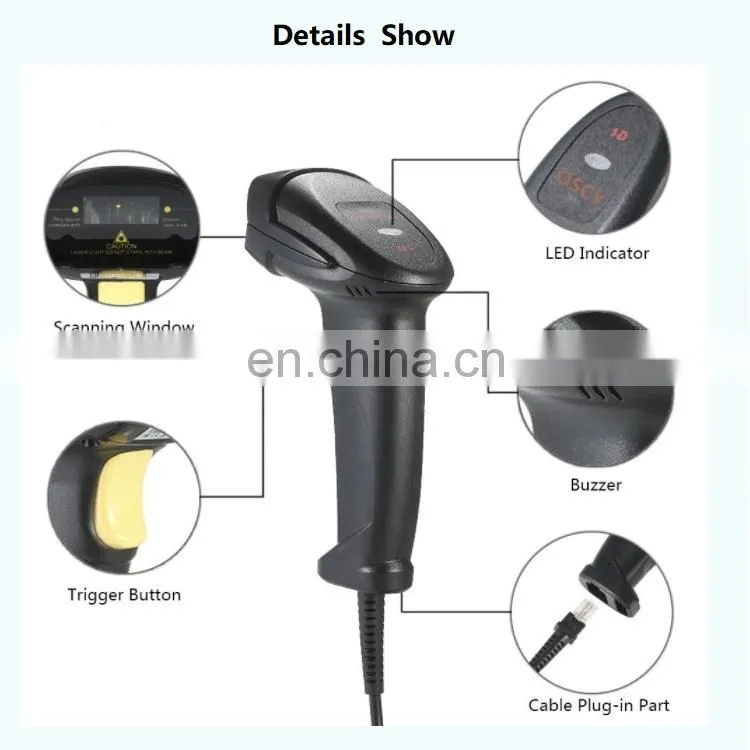 2019 Best price Wired Portable Handheld USB Bar Code Reader cheap 1d Laser barcode scanner