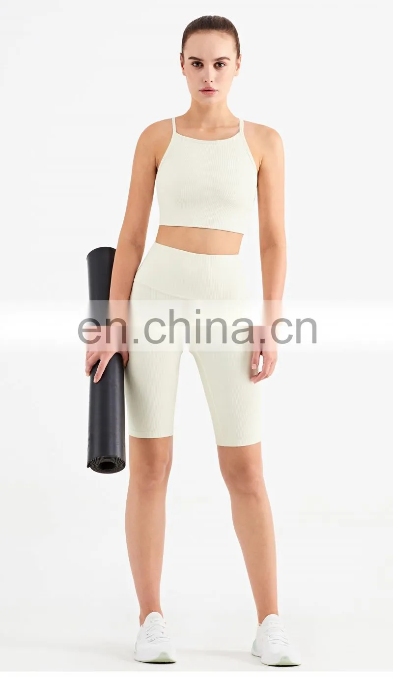Wholesale New Sports Bra High Neck Support Ribber Clothing Women Active Wear Tops