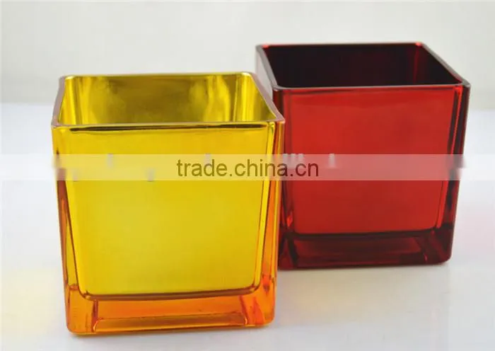 electroplating gold square vase noble quality