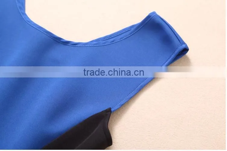 2015 OEM Women's dresses Color matching vest dress evening dress made in China