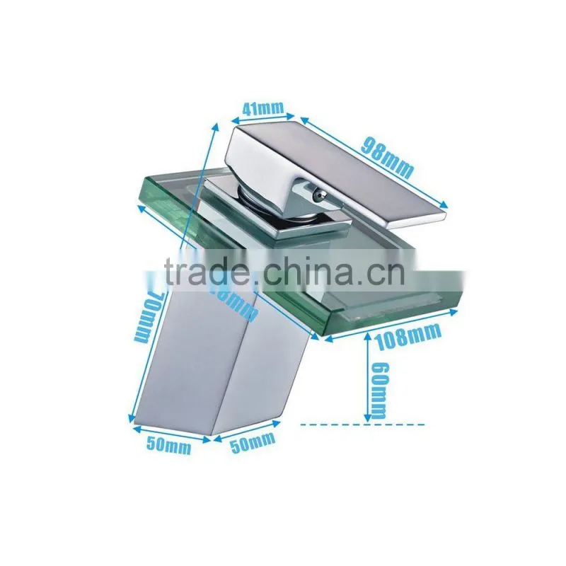 Hot Sell Chrome Plated LED Glass Wash Glass Waterfall Basin Tap