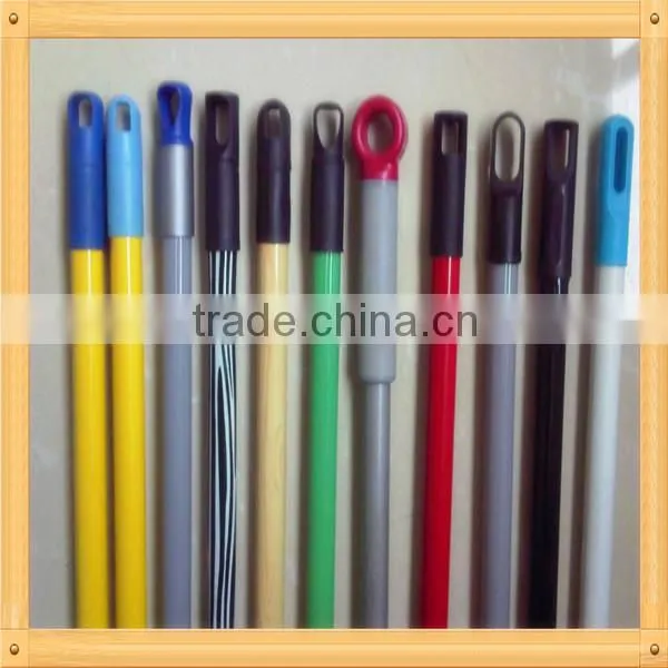broom handle with Metal thread tip and plastic hange/ metal broom Handle /painted metal broom handle