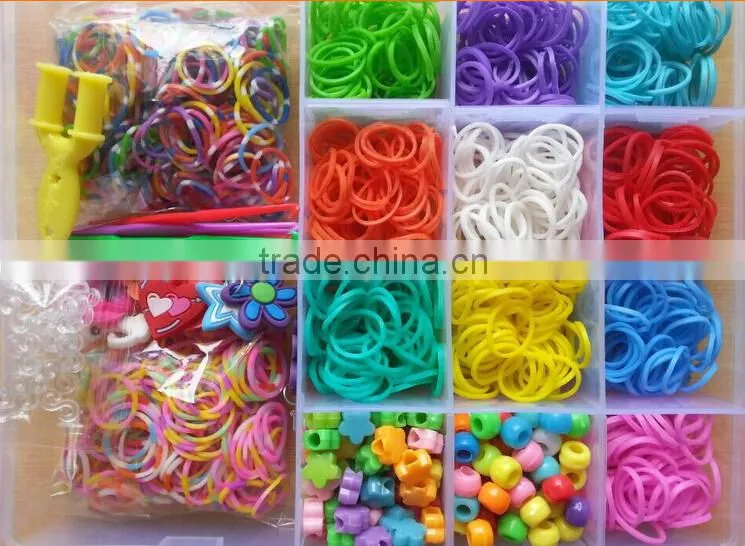 Fashion silicone loom bands bracelet kit in bulk!!! Rubber loom bands watch kit with cheap design DIY bracelet!