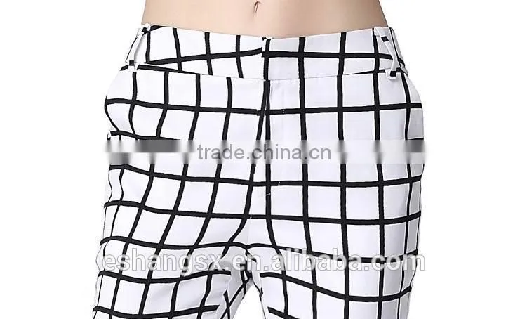 Ladies cotton check casual pants