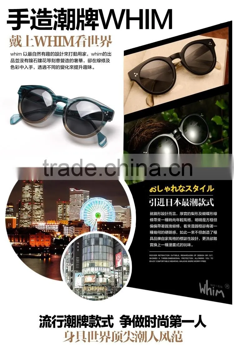 WHIM Vintage Round Frame Women Polarized Acetate Sunglasses