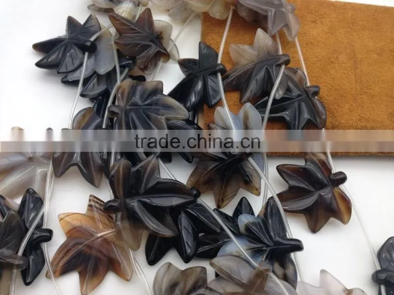Wholesale price natural Mixted Color Agate stone Leaf gemstone shape Carved Leaf semi precious loose gemstone beads