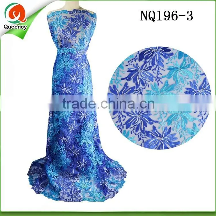 polyester fabric african french lace fabric embroidery design tulle lace NQ196-3
