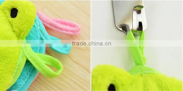 Cartoon design decorative CORAL FLEECE microfiber children hand towel frog