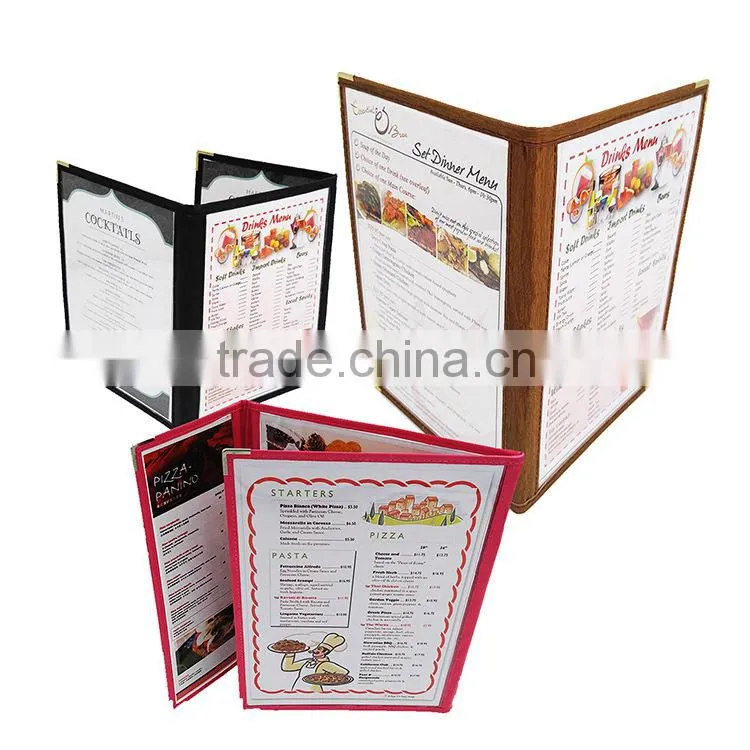 Triple Panel 6 views Leatherette Leatherette plastic folder / a4 insert paper size