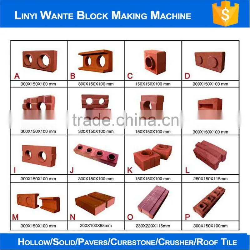 High quality WT1-25 soil clay interlocking bricks making machine production line from Linyi Wante Machinery