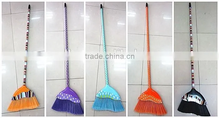 Colourful Household Cleaning Floor Iron Pole PET Bristles Plastic Broom