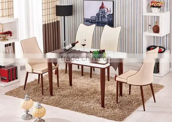 80cm white color round tempered glass top dining table