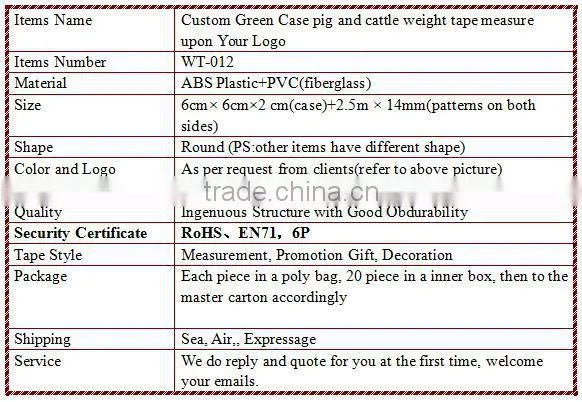 Professional Measuring Tool Green Color Customized Farm Cow Measuring Tape for Animal by OEM Service