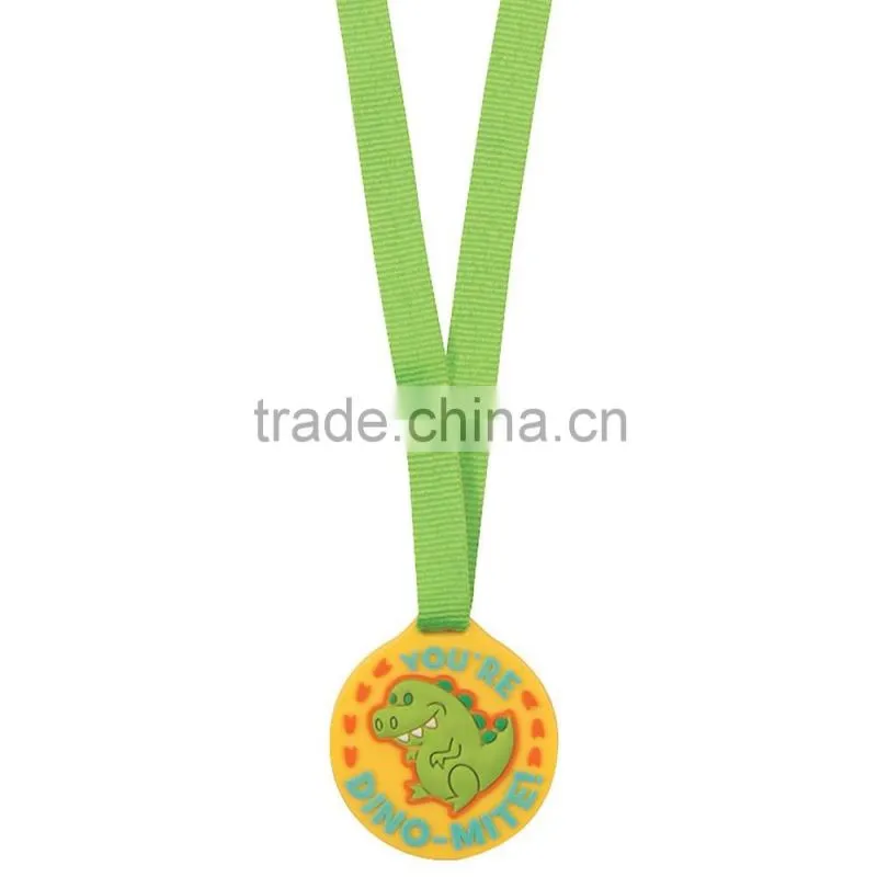 Colorful Cute Custom Made Sports Event 3D Soft PVC Rubber You are Dino-Mite Award Medals with Ribbon for Promotional Gifts