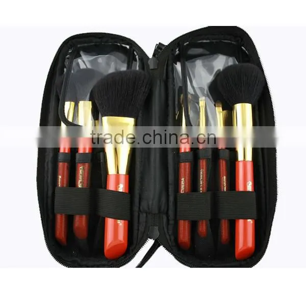 Portable black polyester zipper makeup brush bag