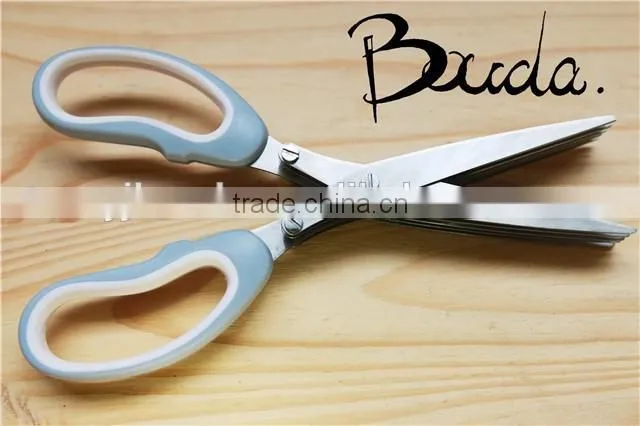 Multifunction 5 blade stainless steel herb scissor with PP+TPR handle BD-S1643