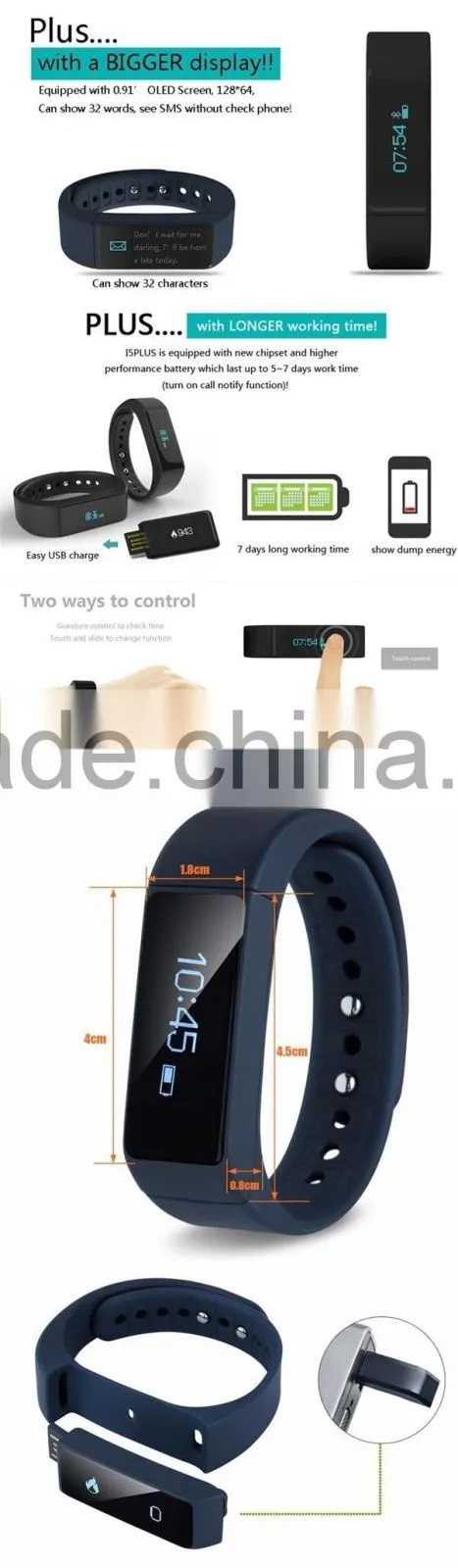 health sport fitness waterproof OLED IP68 Original Iwown I5 Plus Smart Bracelet