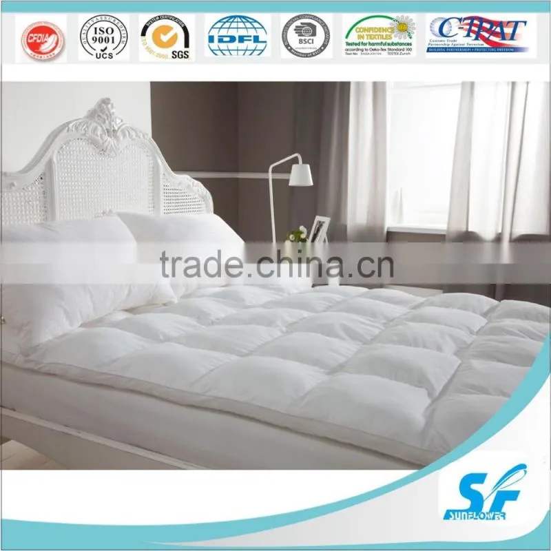 double layers goose duck feather down fill mattress pad bed topper