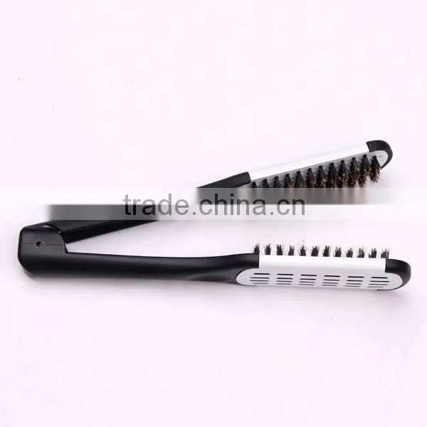 Hair straightening brush ceramic double side hair brush