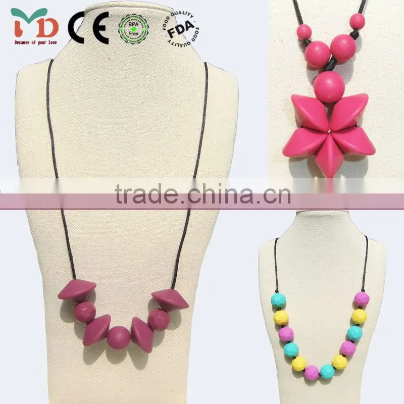 Food Grade Silicone Jewelry Baby Chew Football Beads Baby Teething Necklace Wholesale