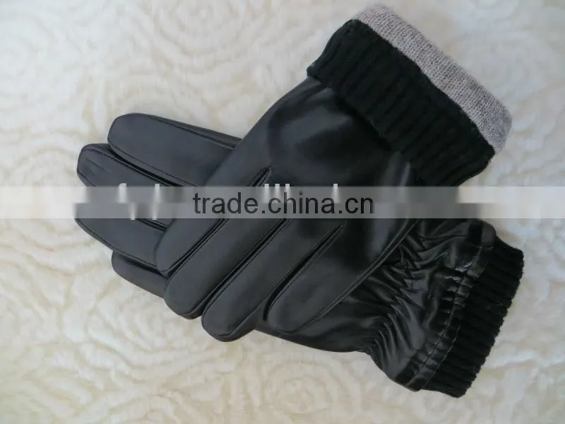 2013 new design man balck leather agraffee driving glvoe
