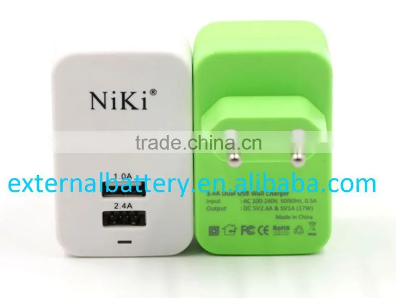 EU dual USB with led wall charger home charger with UL CE ROHS SAA approved