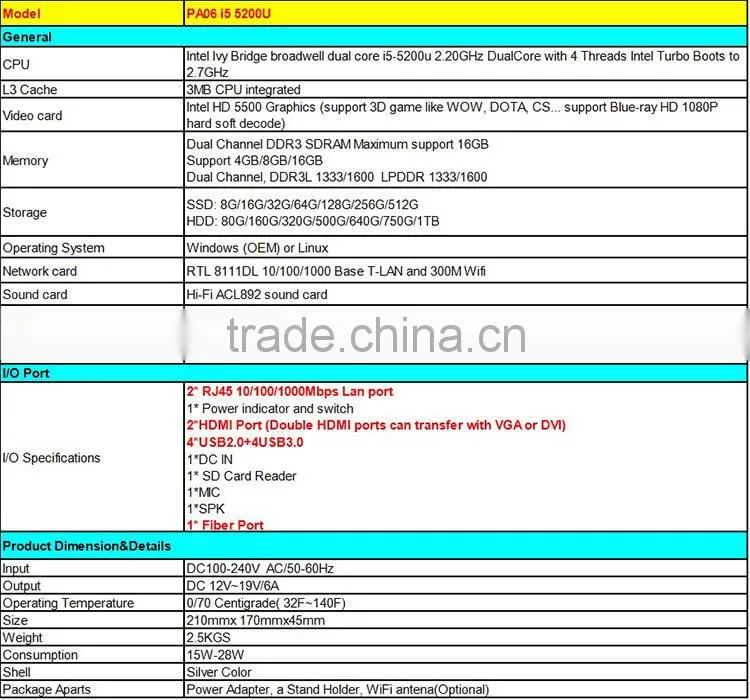 China Manufacturer Intel Core i5-5200U New Design Hotel Fanless Computer