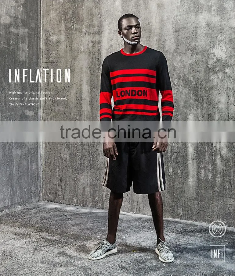 Men's Flat Stripe Knitted Sweater Teenager Pullover Sweater