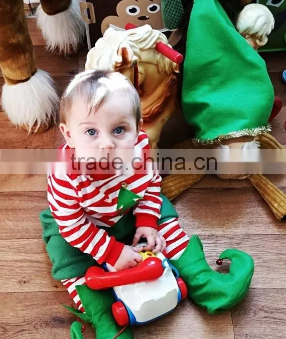 high quality cotton christmas pajamas kids elf/christmas costume