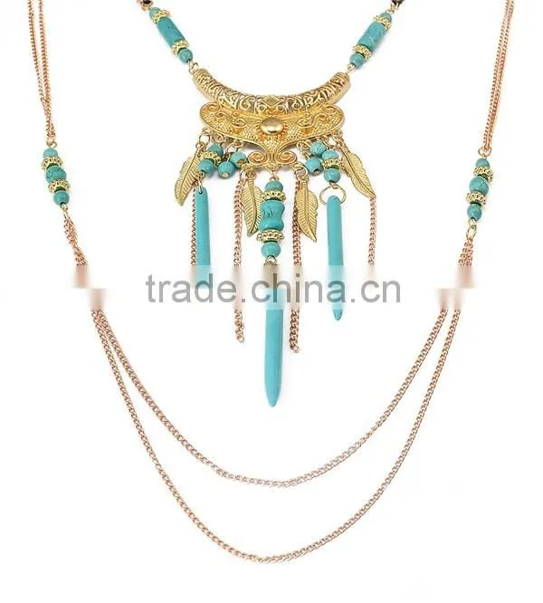 Wholesale multi layer bead necklace/tassel necklace pendant bead beaded fringe turkish