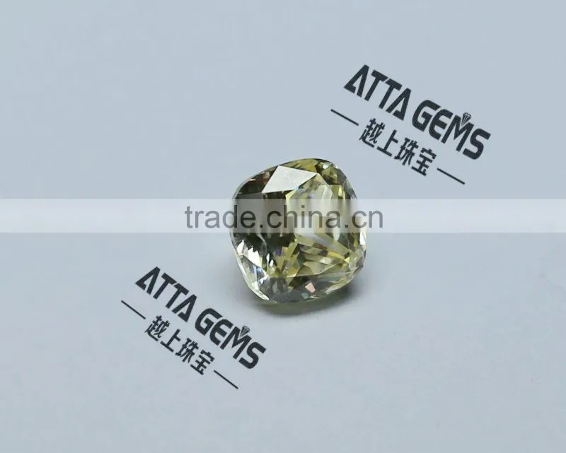High FIRE cushion cut hand cut Yellow cubic zirconia price