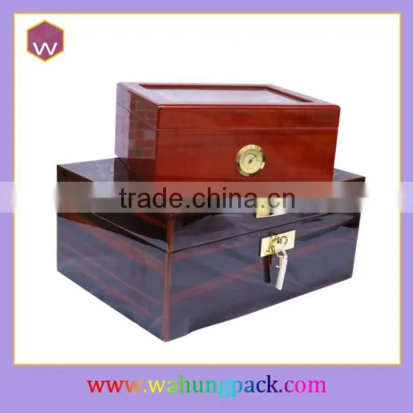 Glossy Cheery Wood Cigar Box Lock / Folding MDF Men's Cigar Box