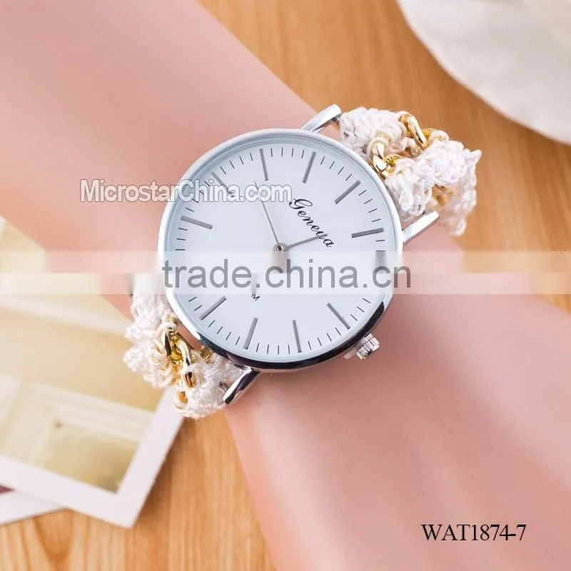 New Classic Geneva Ethnic Braided Analog Nailed Chain Watch