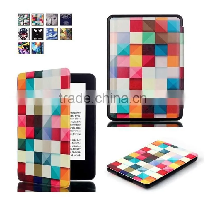 PU Hard Cover Colorful Printing Smart Case for New Kindle 2016