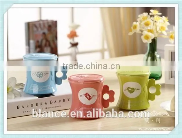 ceramic four-leaved clover mug leaf design handle