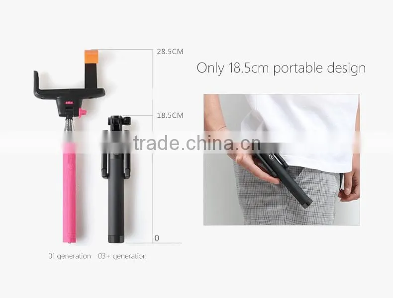 Colorful portable extendable mini selfie stick with bluetooth