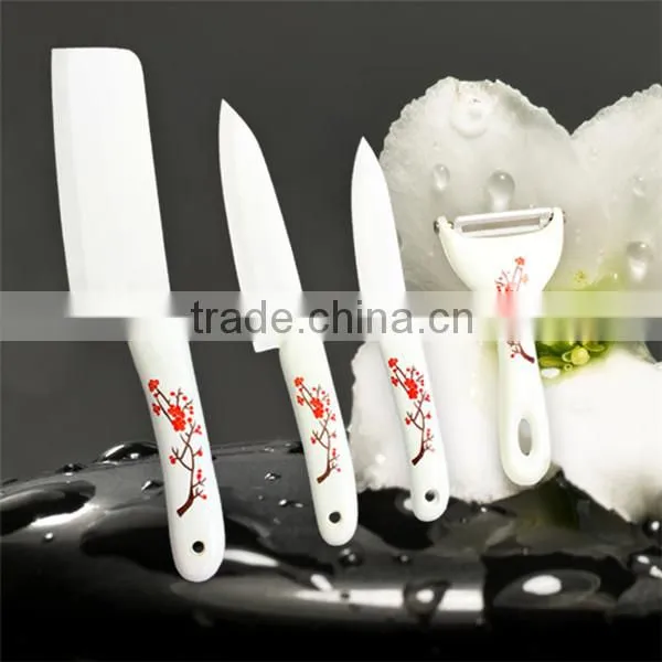 Colorful kitchen knife ceramic knife set with peeler UD1014