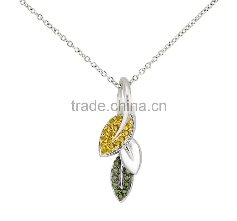 Elegant lucky pendant, 925 sterling silver leaf shape pendant