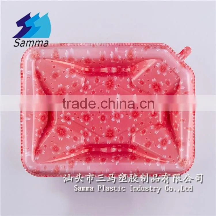 KW-0013HF-R antifog disposable sushi plate with clear lid