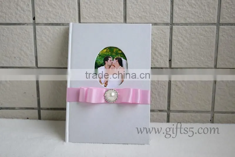 Wedding Guest Books with silk cover and ribbon