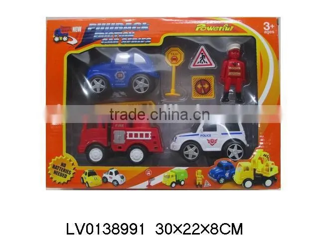 Hot-selling kids pull back police toy car 3 in 1 bilster card